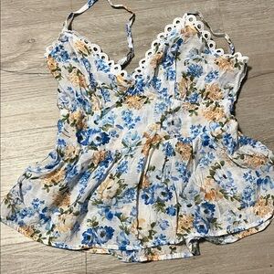 Mine Floral Lace Trim Women Top